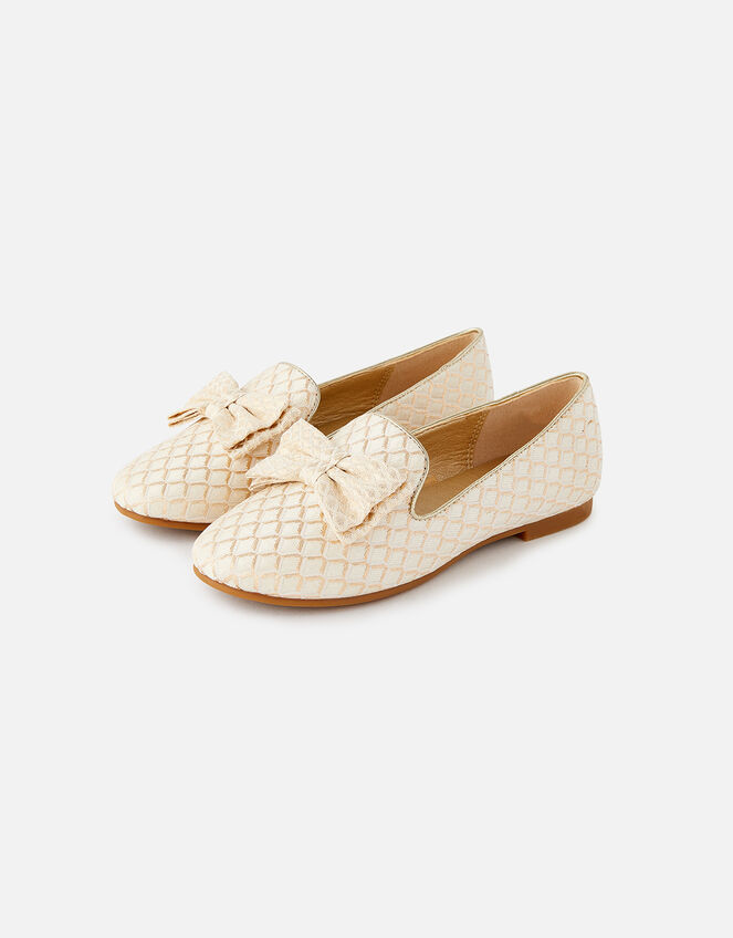 Jacquard Bow Slippers , Gold (GOLD), large