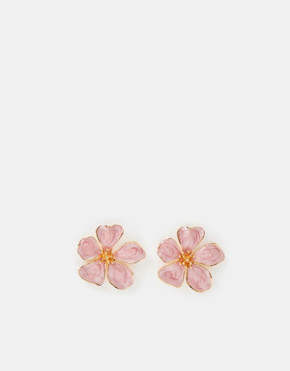 Enamel Flower Stud Earrings, , large