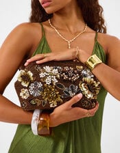 3D Floral Embellished Clutch Bag, , large
