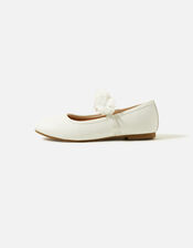 Girls Multi Corsage Ballerina Flats, Ivory (IVORY), large