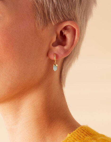Gold-Plated Amazonite Shard Earrings, , large