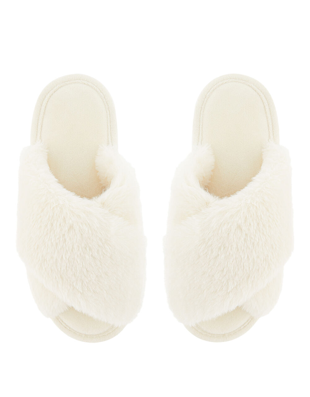 Fluffy Peep-Toe Slipper Sliders Cream | Slippers | Accessorize UK