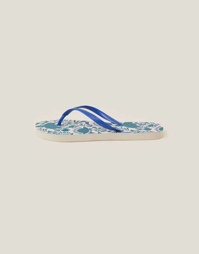 Paisley Print Flip Flops, Blue (BLUE), large