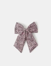 Girls Leopard Print Bow Barrette Hair Clip, , large