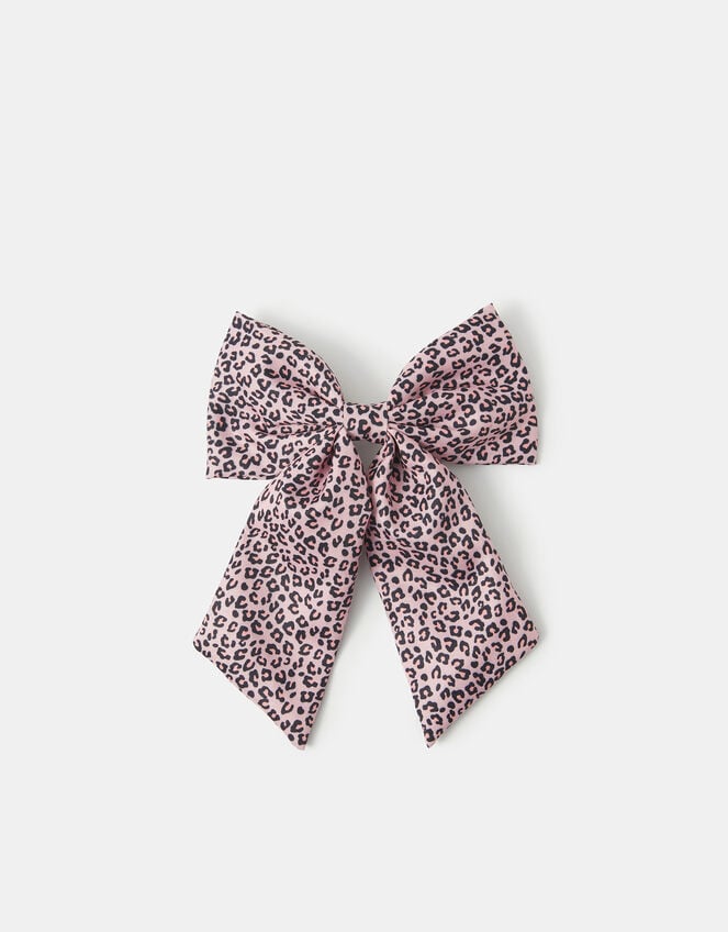 Girls Leopard Print Bow Barrette Hair Clip, , large