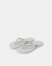 Crystal Embellished Flip Flops, Silver (SILVER), large