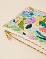 Floral Beaded Pouch, , large