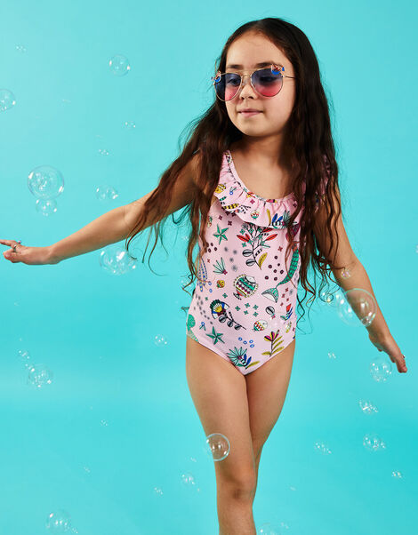 Mermaid Print Swimsuit, Pink (PINK), large