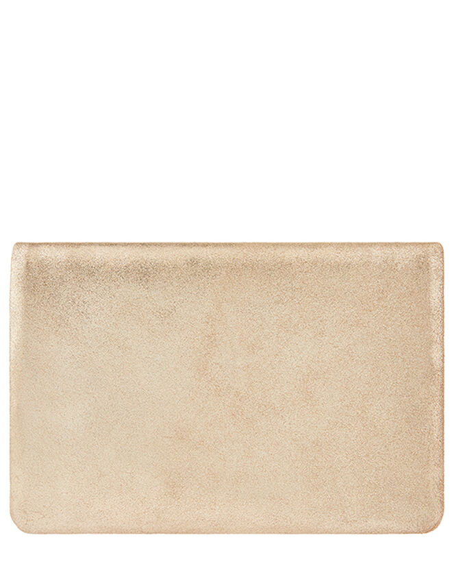 Leather Foldover Pouch, Gold (GOLD), large