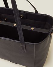 Faux Leather Shoulder Bag, Black (BLACK), large