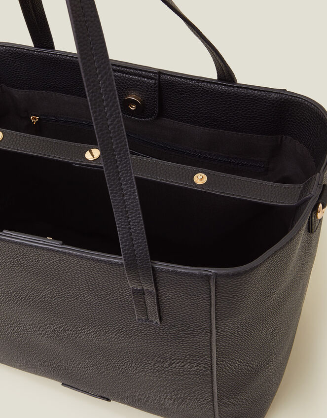 Faux Leather Shoulder Bag, Black (BLACK), large