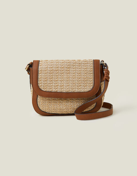 Woven Cross-Body Bag, Tan (TAN), large