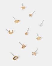 10-Pack Celestial Stud Earrings, , large