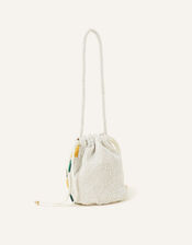Lemon Beaded Drawstring Duffle Bag, , large