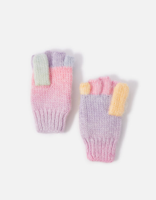 Girls Rainbow Space Dye Mitten Gloves, Multi (PASTEL-MULTI), large