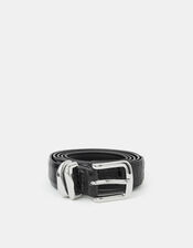 Faux Croc Skin Belt , Black (BLACK), large