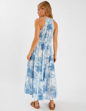 Palm Print Maxi Dress, White (WHITE), large