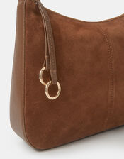 Curved Suede Crossbody Bag, , large