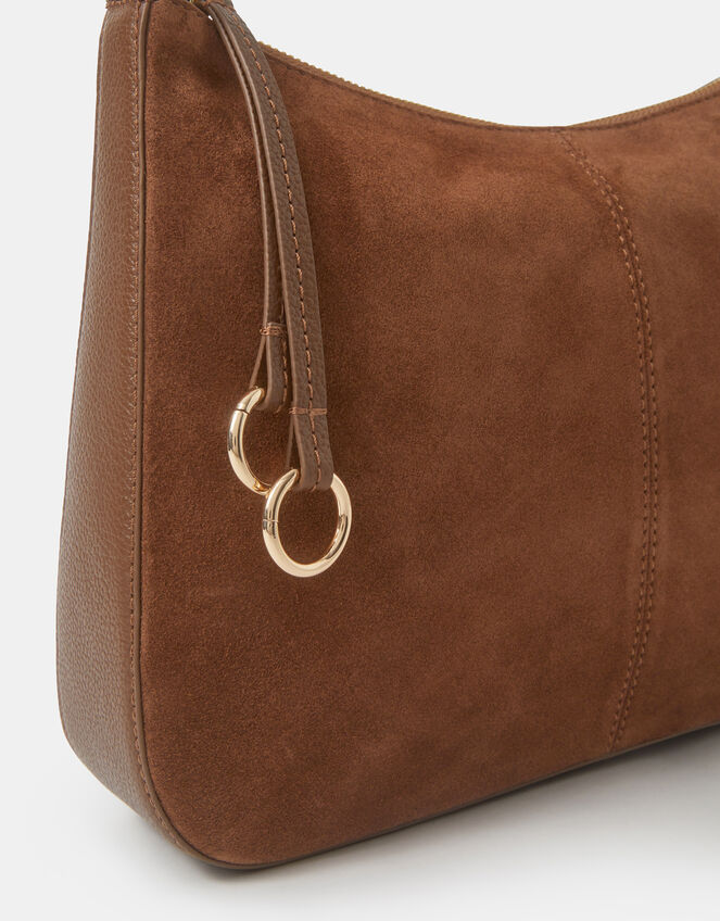 Curved Suede Crossbody Bag, , large