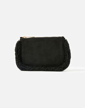 Shearling Leather Pouch, Black (BLACK), large