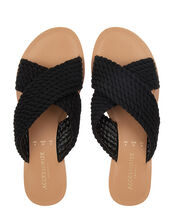 Woven Cross-Over Sliders, Black (BLACK), large