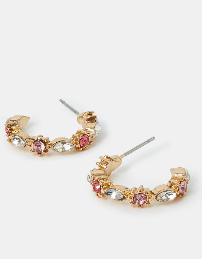 Mini Gemstone Hoop Earrings Pink, , large