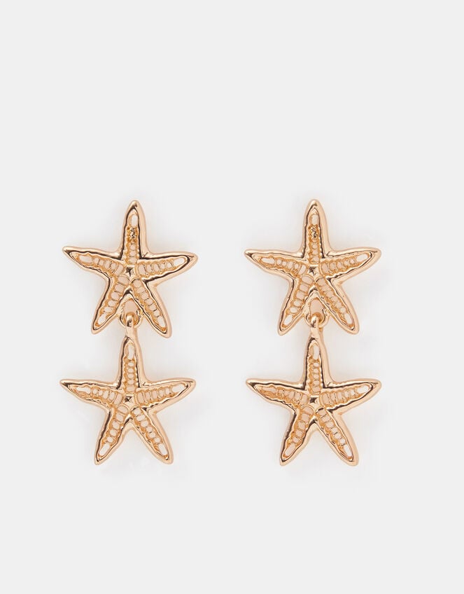 Double Starfish Drop Earrings, , large