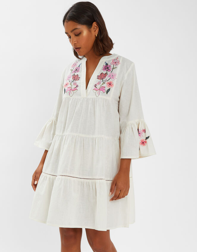 Jasmine Embroidered Smock Dress, White (WHITE), large
