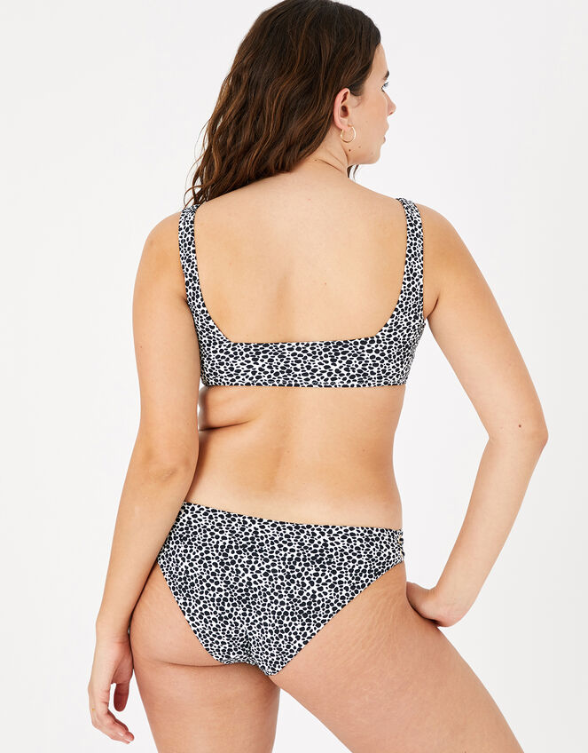 Eyelet Detail Printed Bikini Crop Top, Black (BLACK/WHITE), large