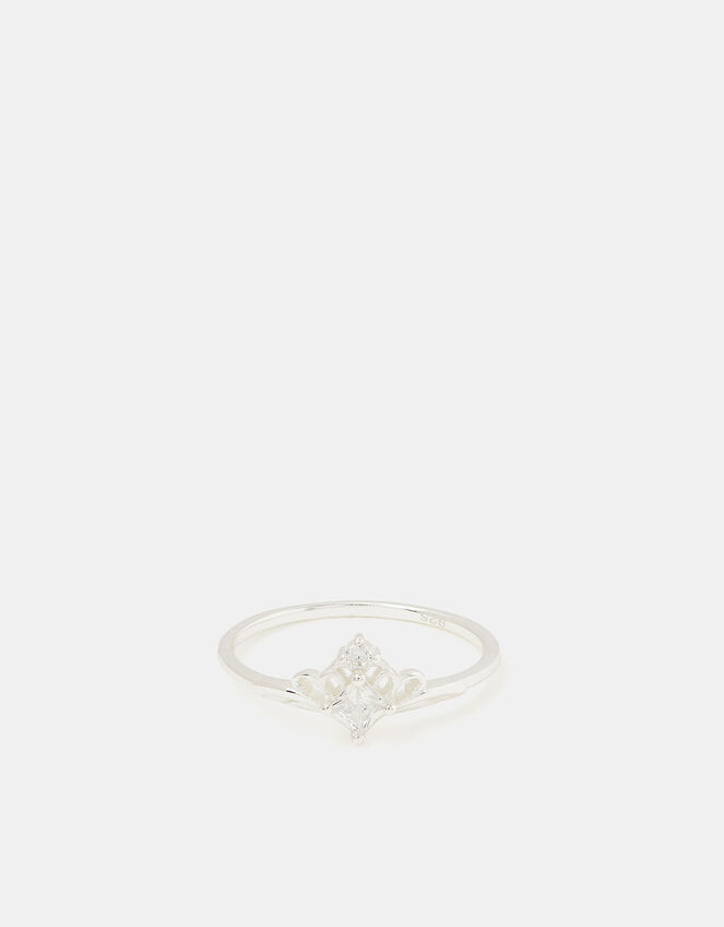 Sterling Silver Crown Ring, Silver (ST SILVER), large