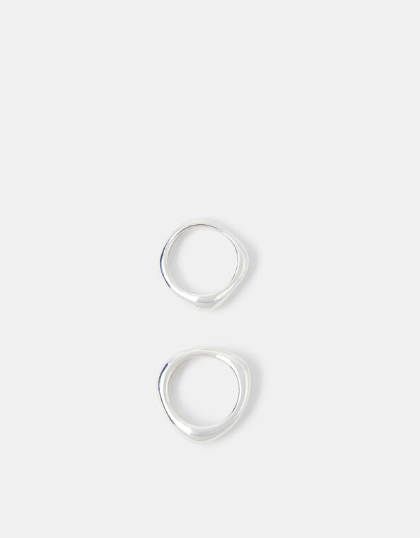 2-Pack Sterling Silver-Plated Irregular Rings, Silver (ST SILVER), large