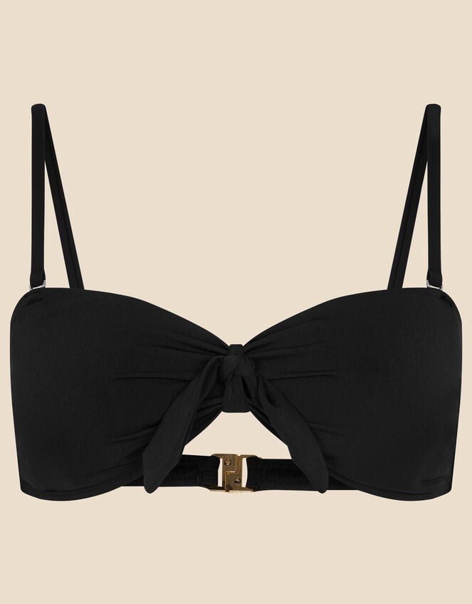 Bunny Tie Bandeau Bikini Top, Black (BLACK), large