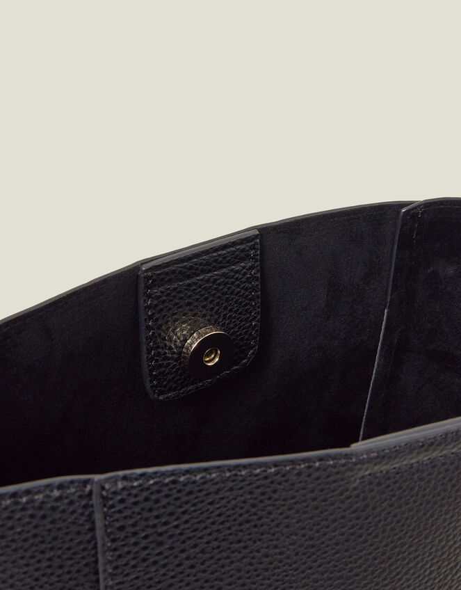 Faux Leather Bucket Bag, Black (BLACK), large