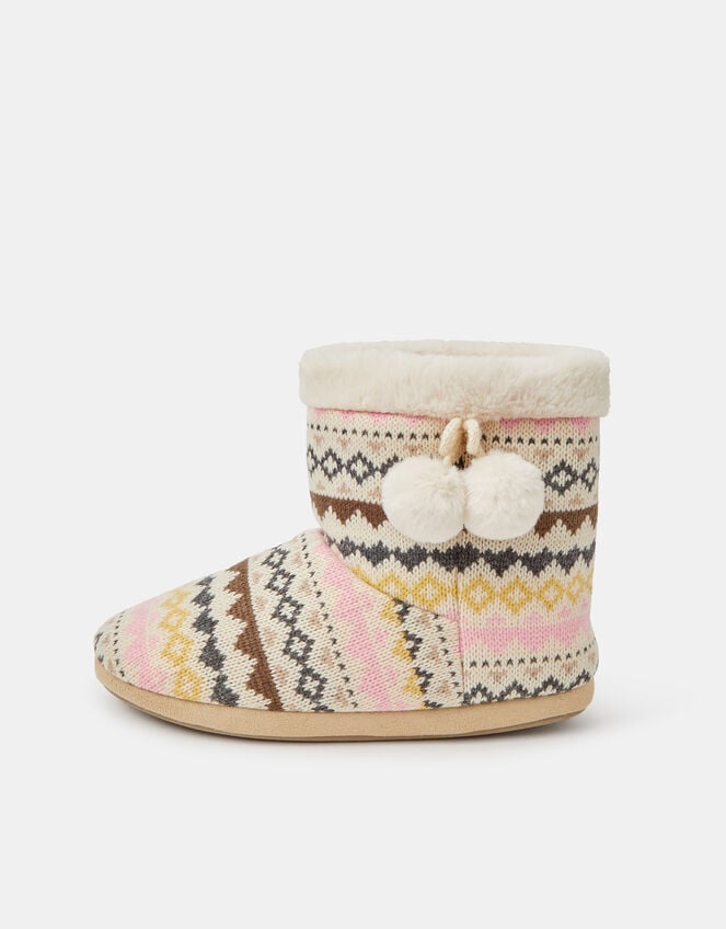 Fair Isle Faux Fur Slipper Boots, Multi (BRIGHTS MULTI), large