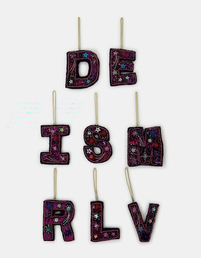 Embellished Initial Hanging Decoration, Pink (PINK), large