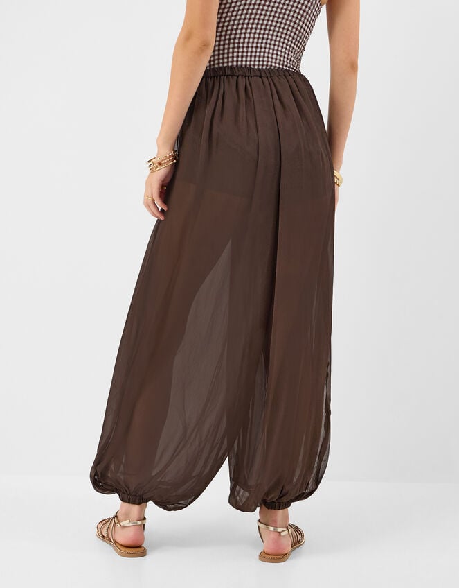 Chiffon Balloon Trousers, Brown (BROWN), large
