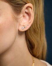 3-Pack 14ct Gold-Plated Crystal Stud Earrings, , large