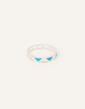 Sterling Silver Triangle Band Ring, Blue (TURQUOISE), large