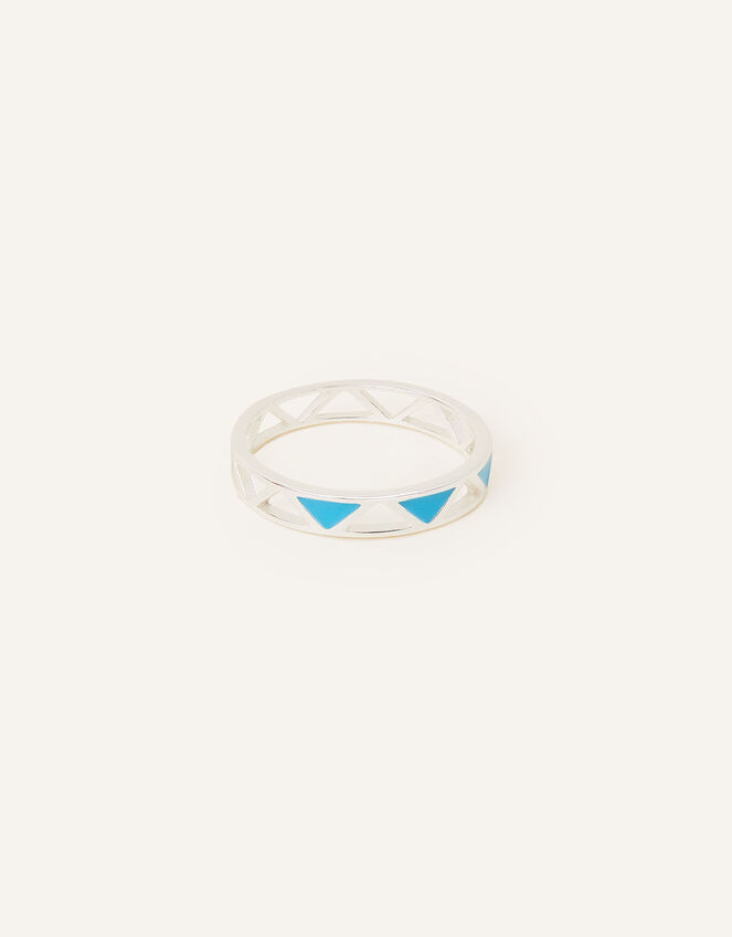 Sterling Silver Triangle Band Ring, Blue (TURQUOISE), large
