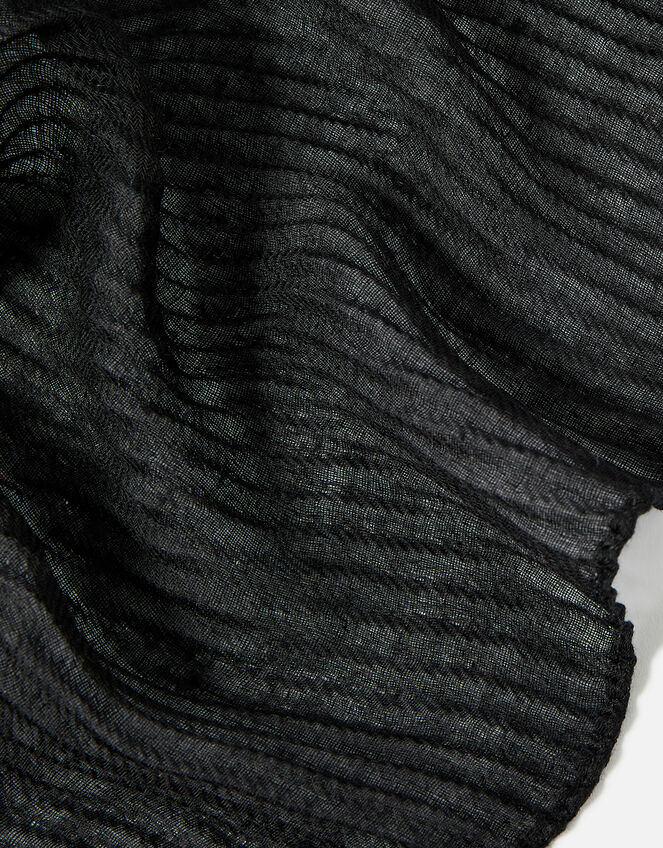 Lightweight Pleat Scarf, Black (BLACK), large