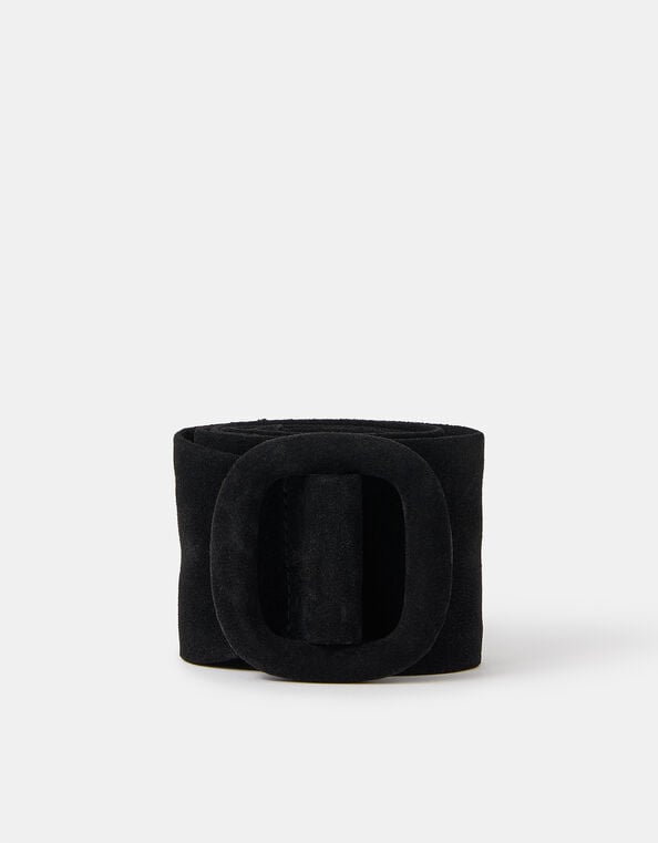 Suede Wide Waist Belt, Black (BLACK), large