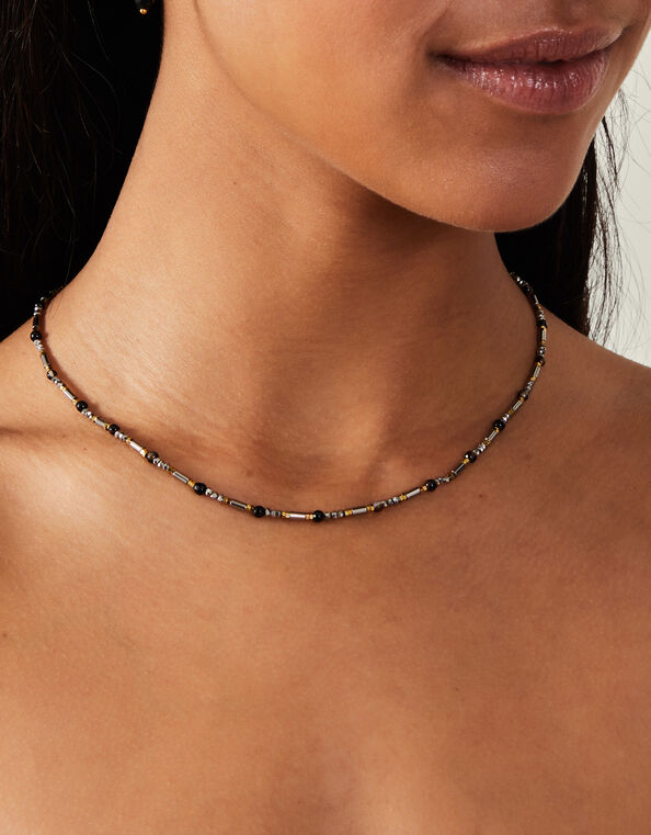 14ct Gold-Plated Stainless Steel Mix Bead Necklace, , large