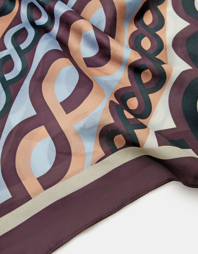 Link Print Square Satin Scarf, , large