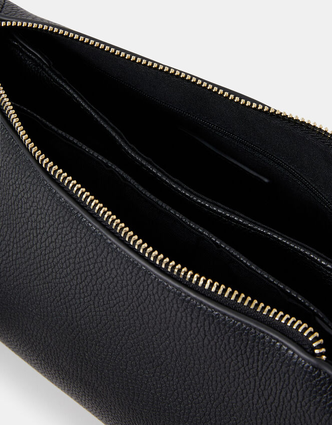Webbing Strap Suedette Crossbody Bag, Black (BLACK), large