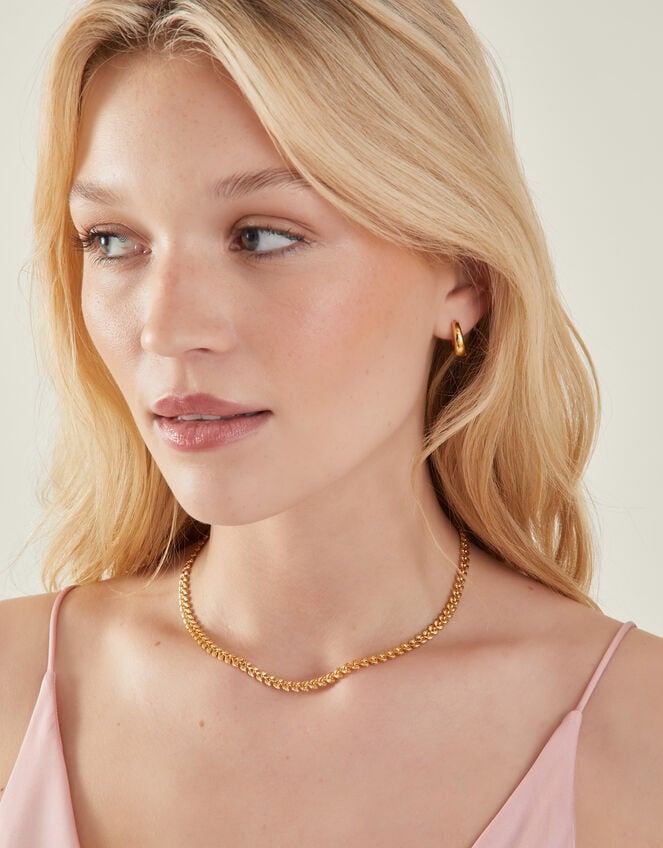 14ct Gold-Plated Leaf Chain Necklace, , large