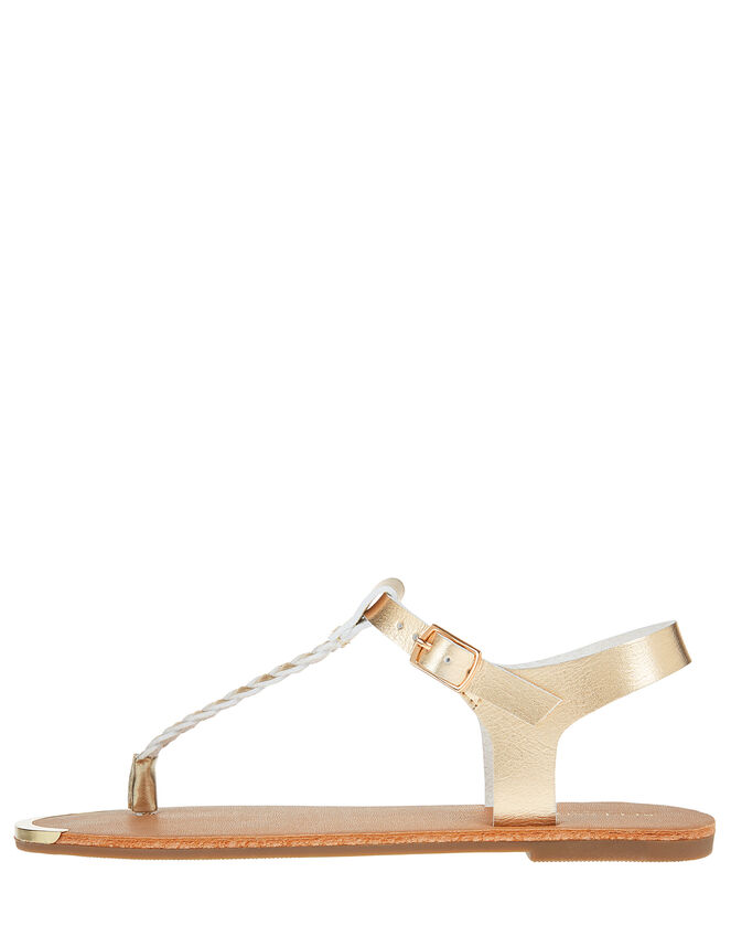 Plaited Strap Sandals, Gold (GOLD), large