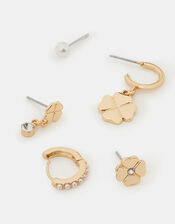 5-Pack Clover Pearl Stud & Hoop Earrings, , large