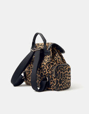 Leopard Print Multi Pocket Backpack, , large