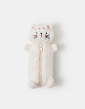 Girls Fluffy Cat Pencil Case, , large