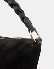 Braided Strap Suede Shoulder Bag, , large